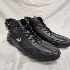 Dbeck Ankle Boots Size 8.5 US Black Leather Shoes Women's Chukka Slip On 39 EU